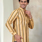 Men's Yellow Striped Short Kurtas