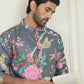 Men's Animal Printed Pure Cotton Straight Kurtas. ( KO 5079 Grey )