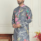 Men's Animal Printed Pure Cotton Straight Kurtas. ( KO 5079 Grey )
