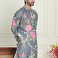 Men's Animal Printed Pure Cotton Straight Kurtas. ( KO 5079 Grey )