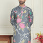 Men's Animal Printed Pure Cotton Straight Kurtas. ( KO 5079 Grey )