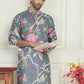 Men's Animal Printed Pure Cotton Straight Kurtas. ( KO 5079 Grey )