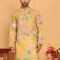 Men's Animal Printed Pure Cotton Straight Kurtas. ( KO 5079 Mustard )