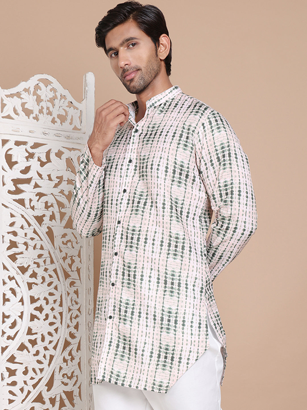 Printed Front Open Kurtas ( KO 5090Olive )