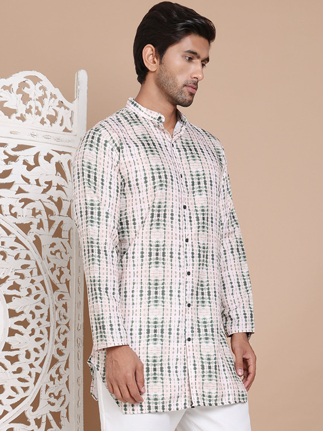 Printed Front Open Kurtas ( KO 5090Olive )