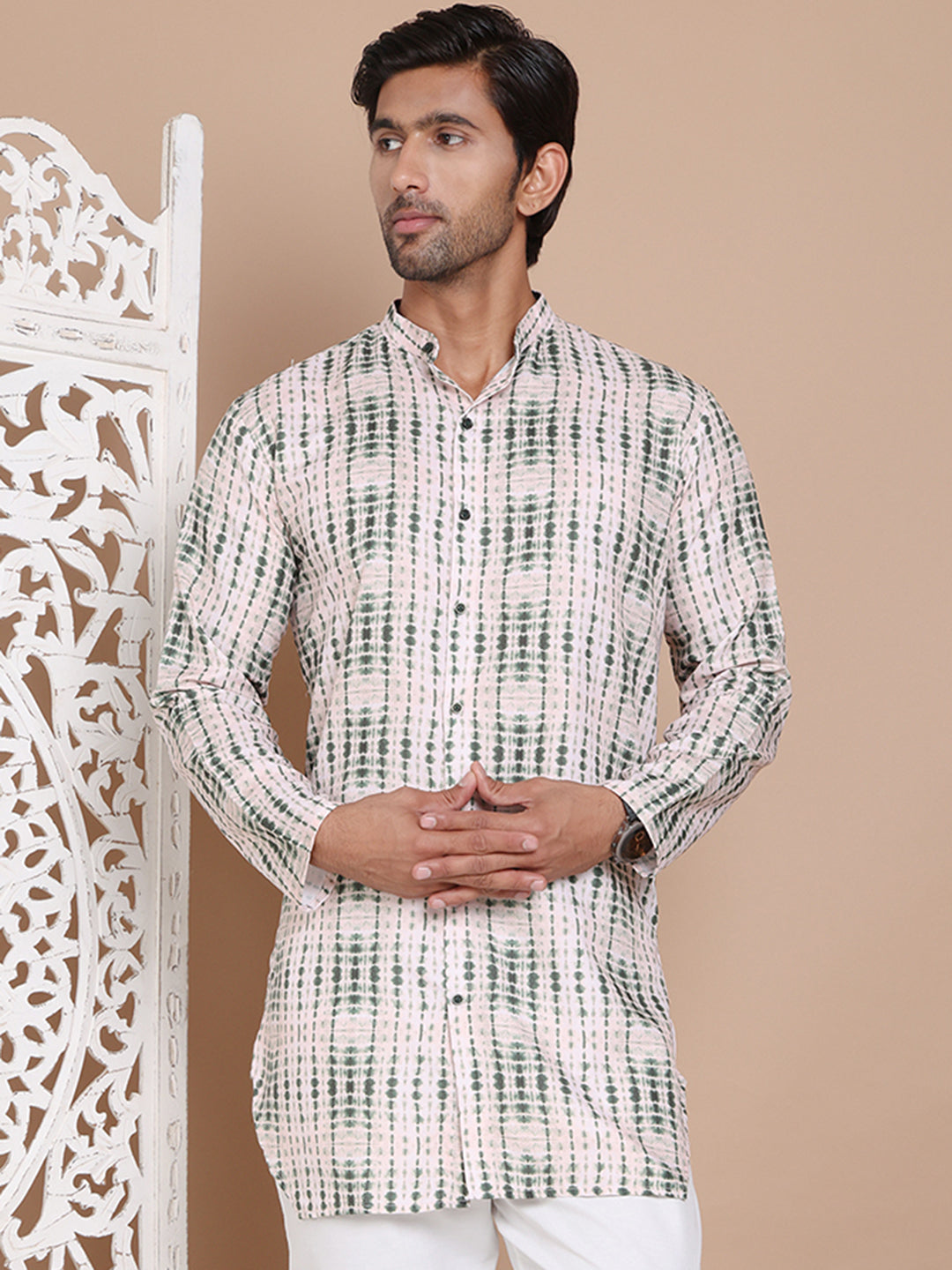 Printed Front Open Kurtas ( KO 5090Olive )