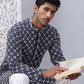 Embroidered & Sequins Kurtas for Men. ( KO 5092Navy )