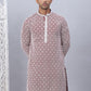 Men's Maroon Chikankari Embroidered and Sequence Kurtas