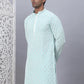 Men's Sky Blue Chikankari Embroidered and Sequence Kurtas