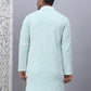 Men's Sky Blue Chikankari Embroidered and Sequence Kurtas
