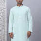 Men's Sky Blue Chikankari Embroidered and Sequence Kurtas