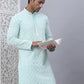 Men's Sky Blue Chikankari Embroidered and Sequence Kurtas
