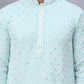 Men's Sky Blue Chikankari Embroidered and Sequence Kurtas