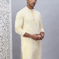 Men's Yellow Chikankari Embroidered and Sequence Kurtas