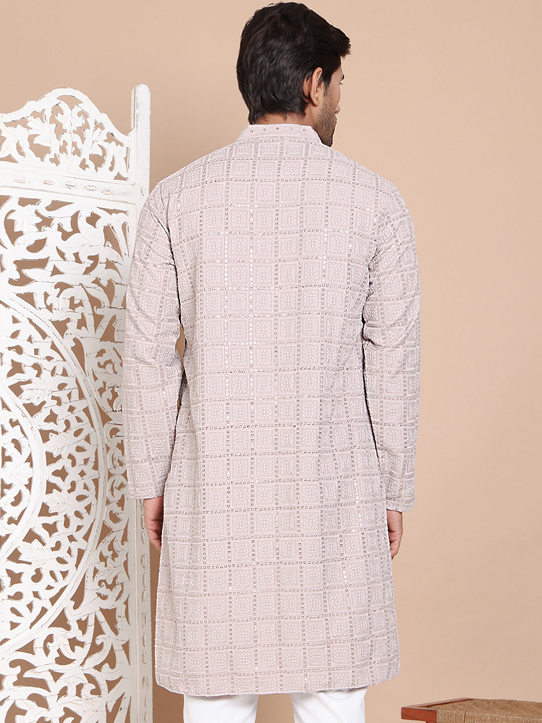 Sequin Embroidered Pure Cotton Kurtas ( KO 5096Grey )