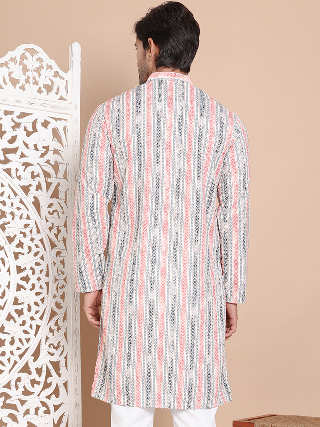 Printed and Emrbroidered Kurtas ( KO 5097Beige )