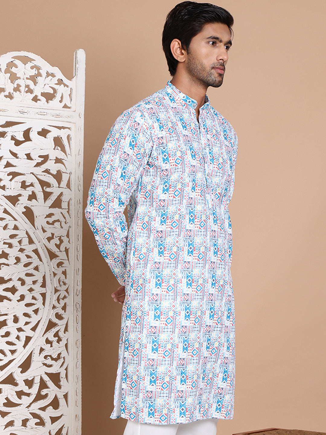 Printed and Emrbroidered Kurtas ( KO 5097Blue )