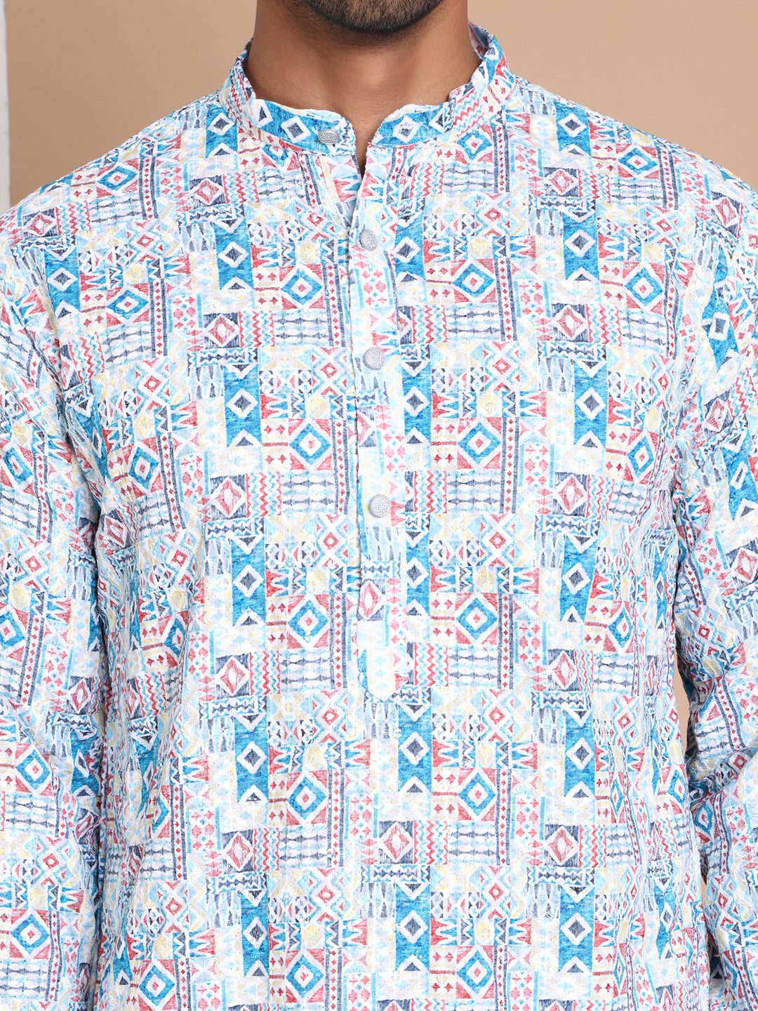 Printed and Emrbroidered Kurtas ( KO 5097Blue )