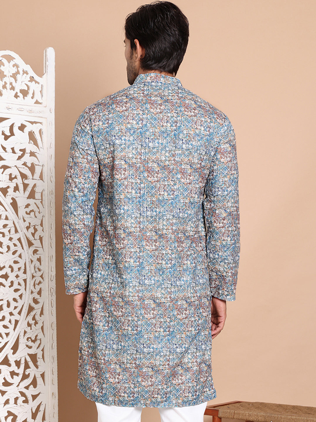 Printed and Emrbroidered Kurtas ( KO 5097Olive )