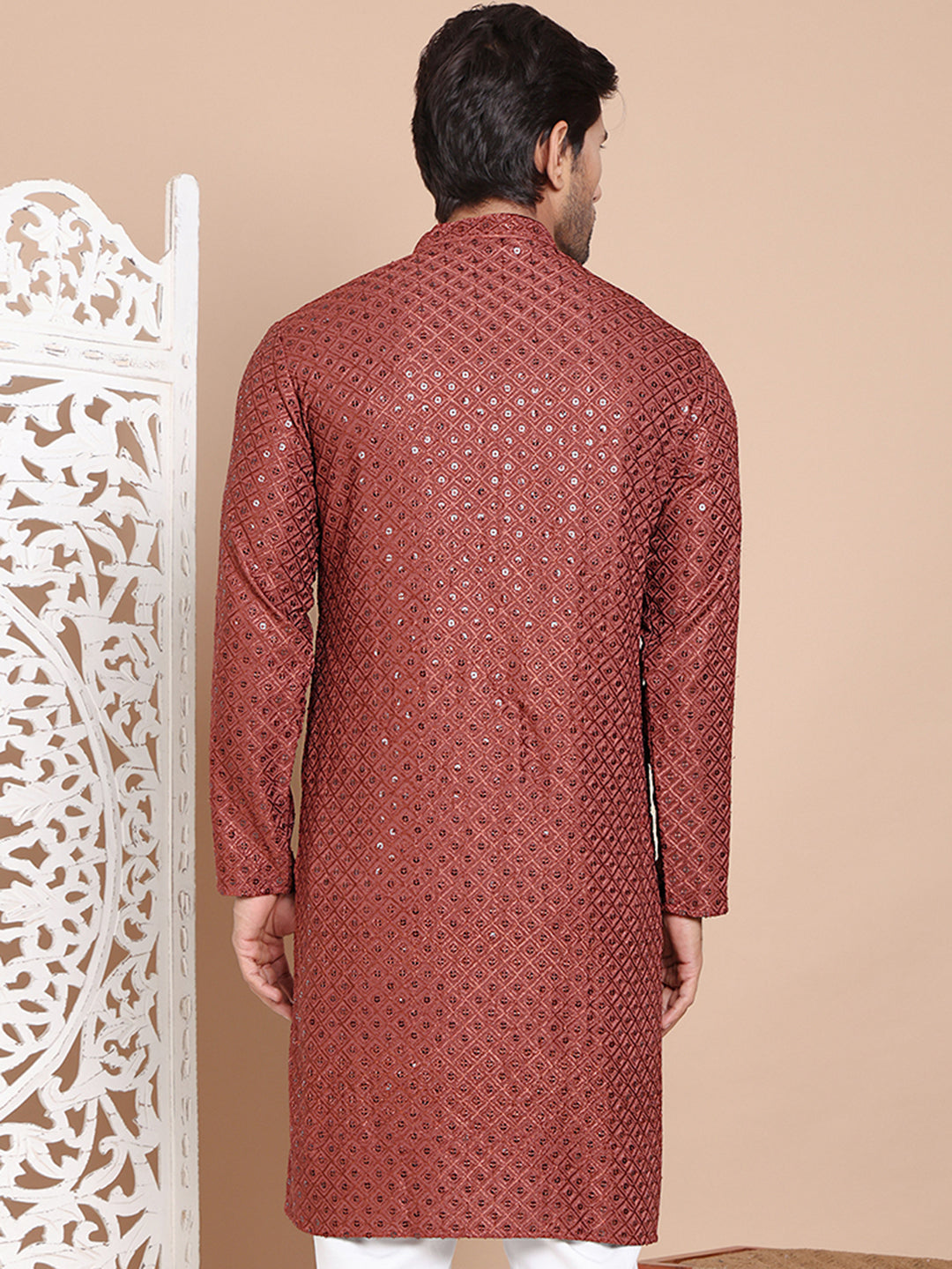Embroidered and Sequence Kurta For Men. ( KO 5098Brown ) [FF] [J-2-3]
