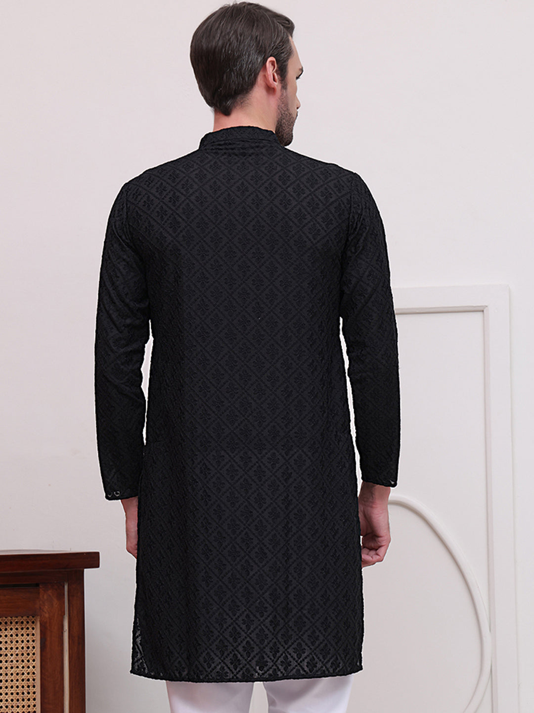 Embroidered Cotton Kurtas ( KO 5099Black )
