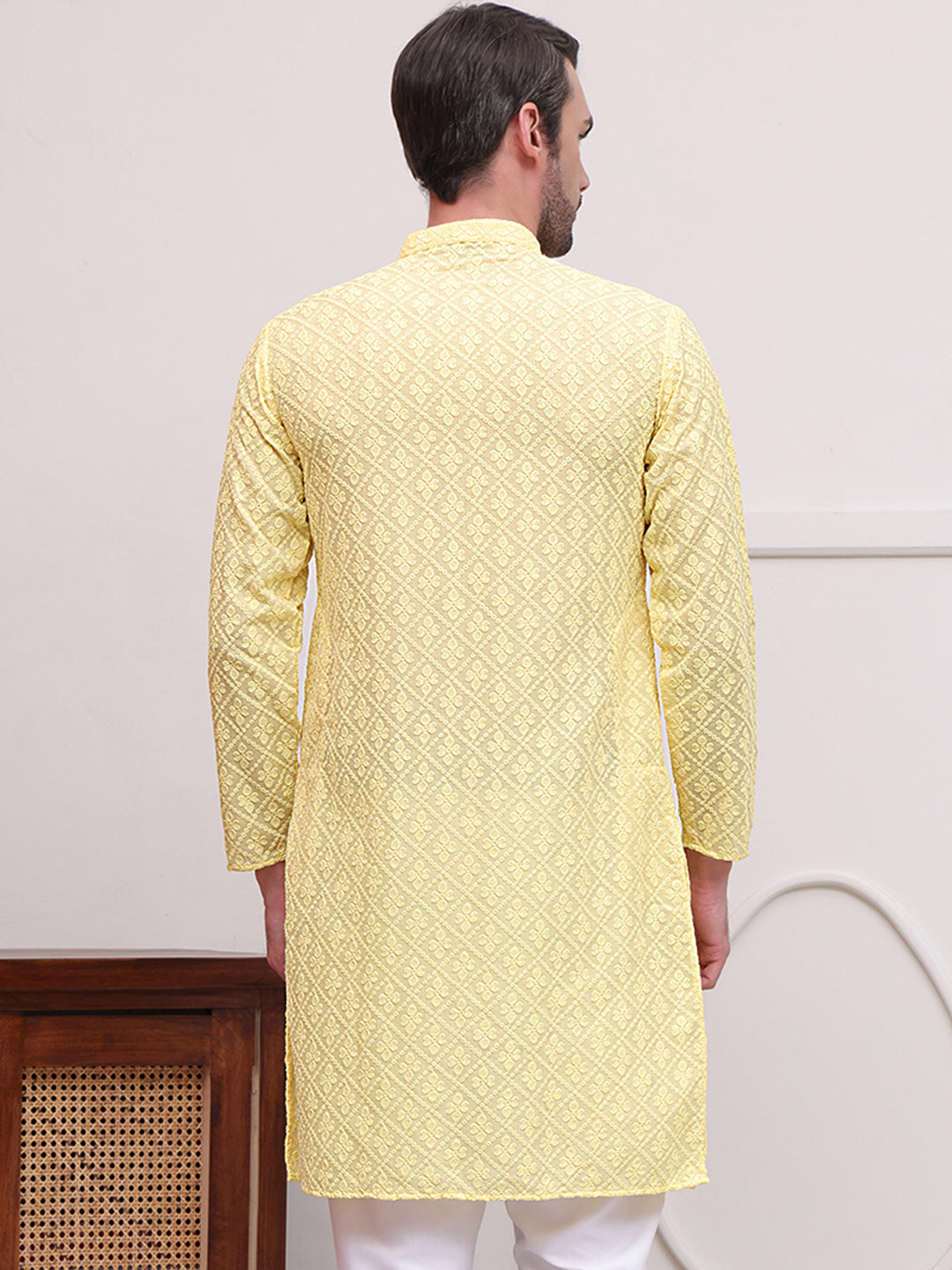 Embroidered Cotton Kurtas ( KO 5099Lemon )