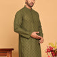 Embroidered Cotton Kurtas for Men (KO 5099 Olive ) [FF] [B-13]
