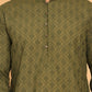Embroidered Cotton Kurtas for Men (KO 5099 Olive ) [FF] [B-13]