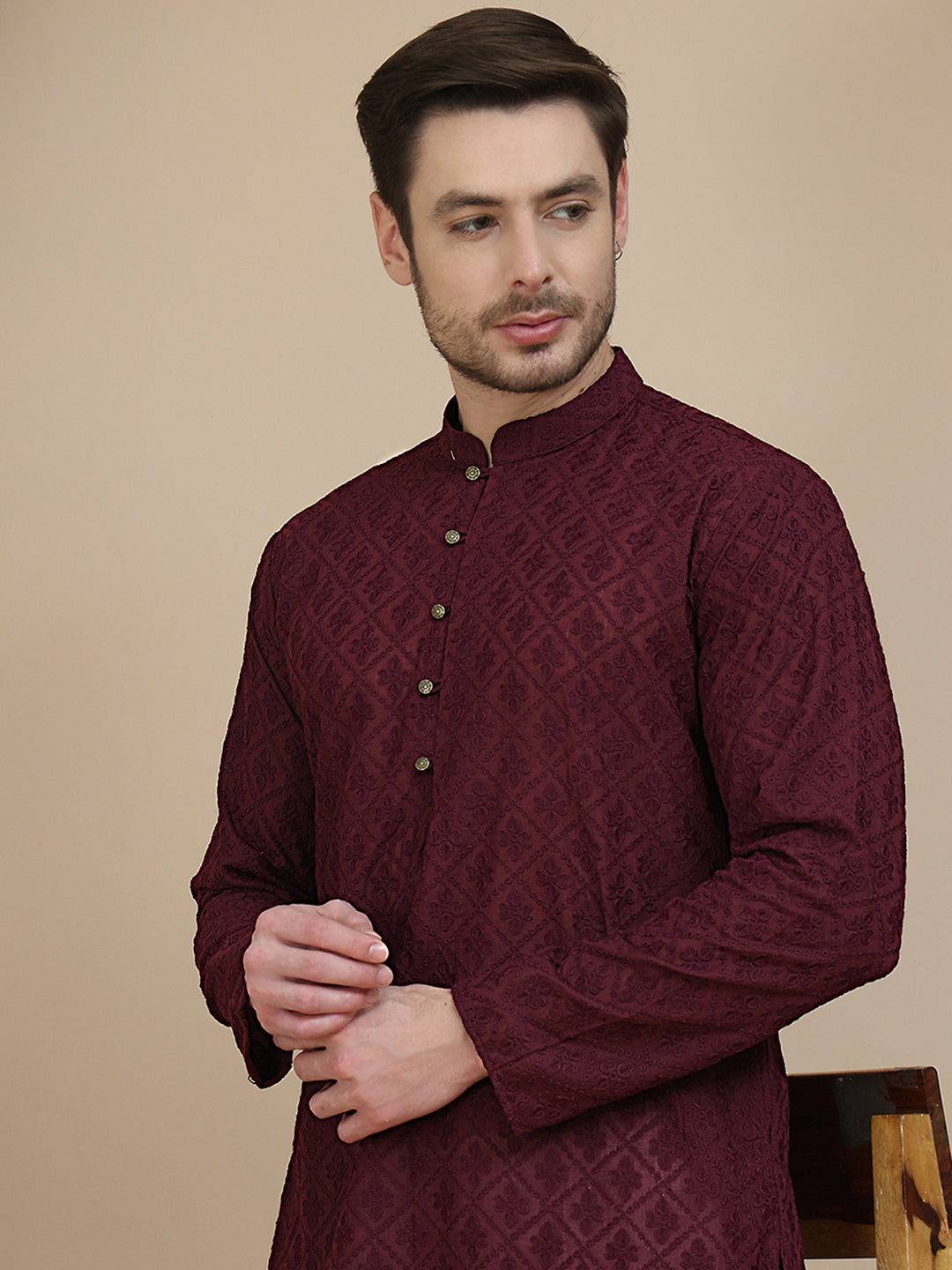 Embroidered Cotton Kurtas ( KO 5099 Purple )