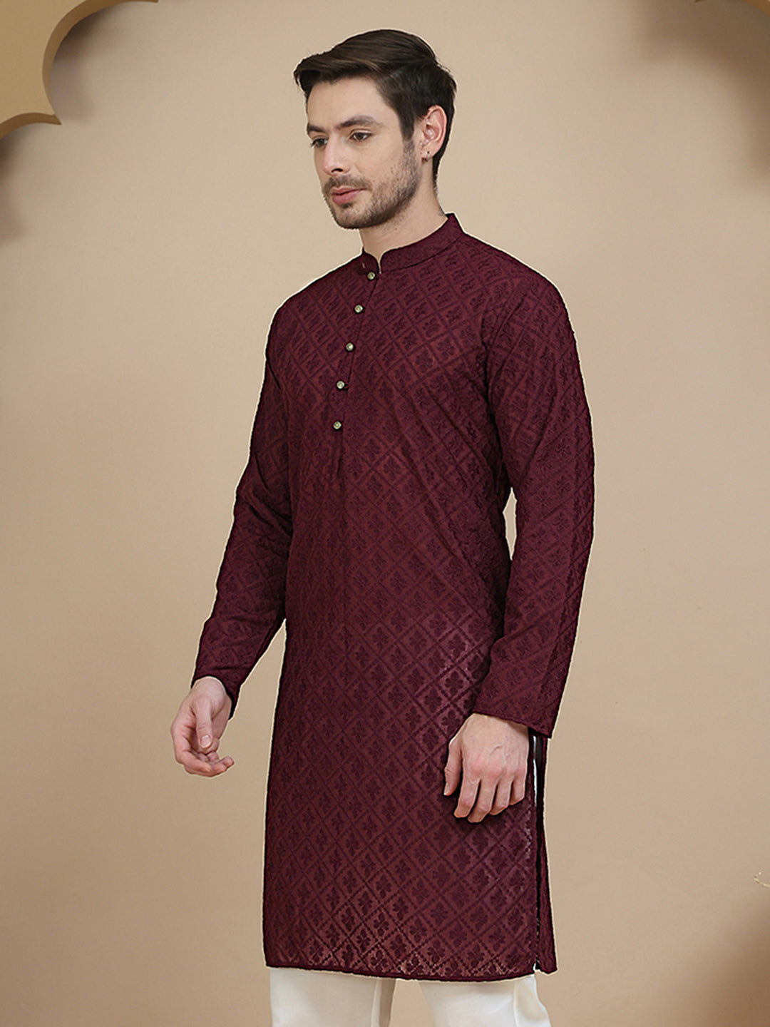 Embroidered Cotton Kurtas ( KO 5099 Purple )
