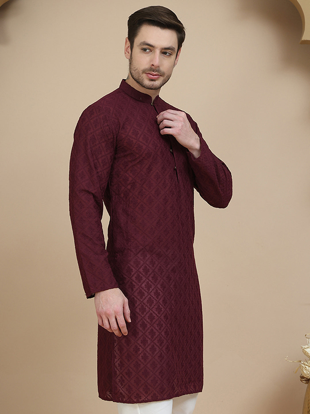Embroidered Cotton Kurtas ( KO 5099 Purple )