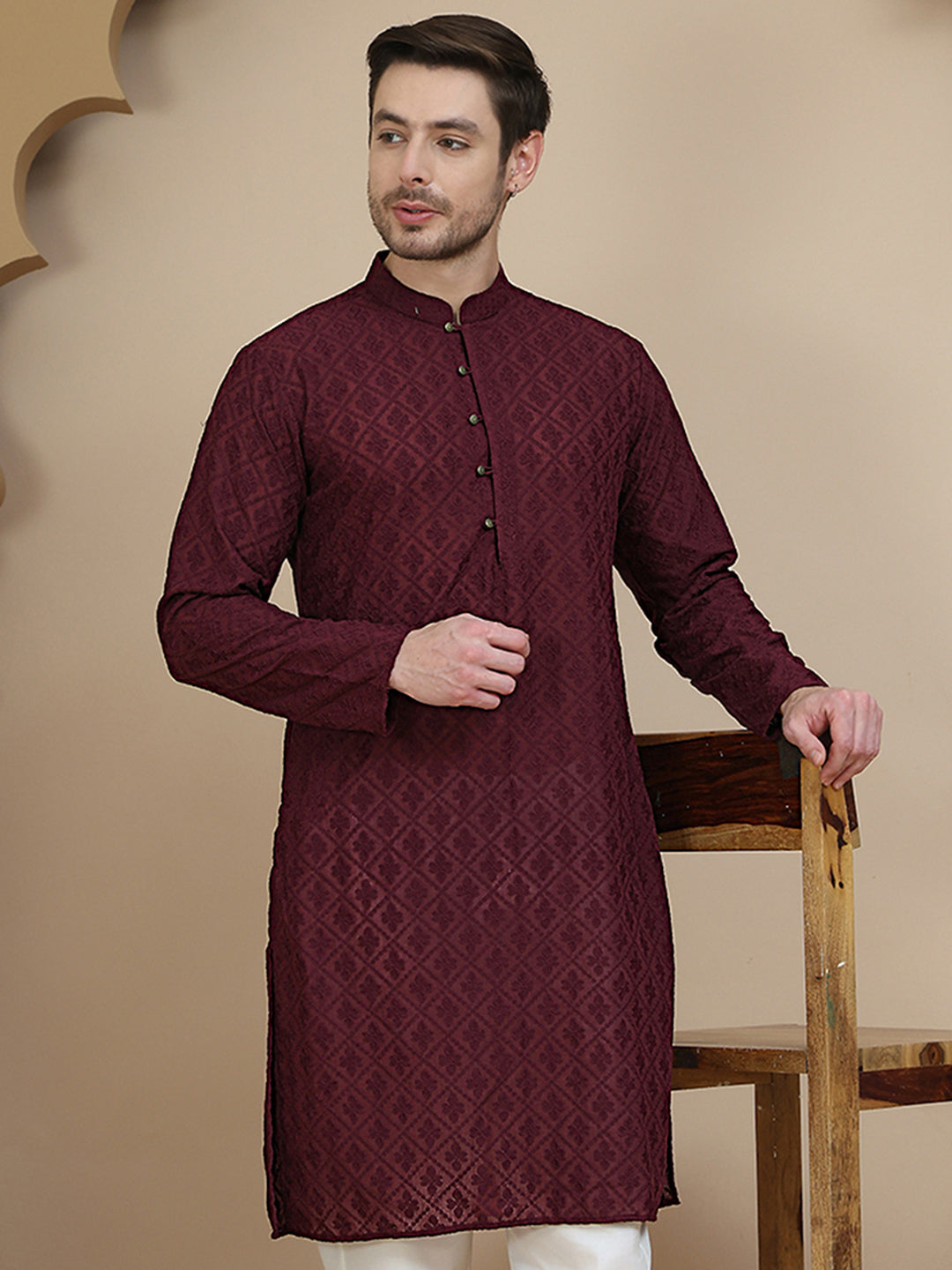 Embroidered Cotton Kurtas ( KO 5099 Purple )
