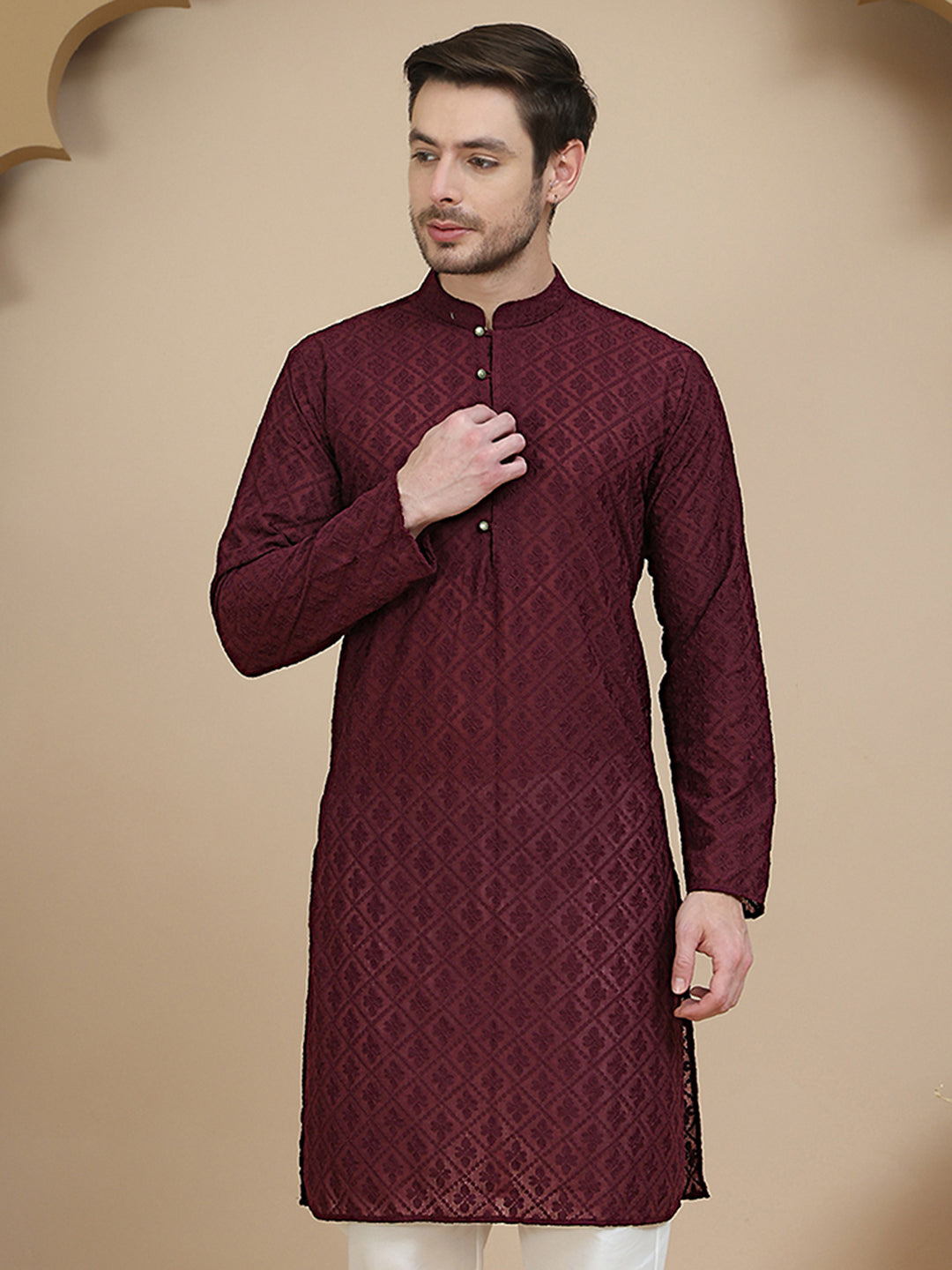 Embroidered Cotton Kurtas ( KO 5099 Purple )