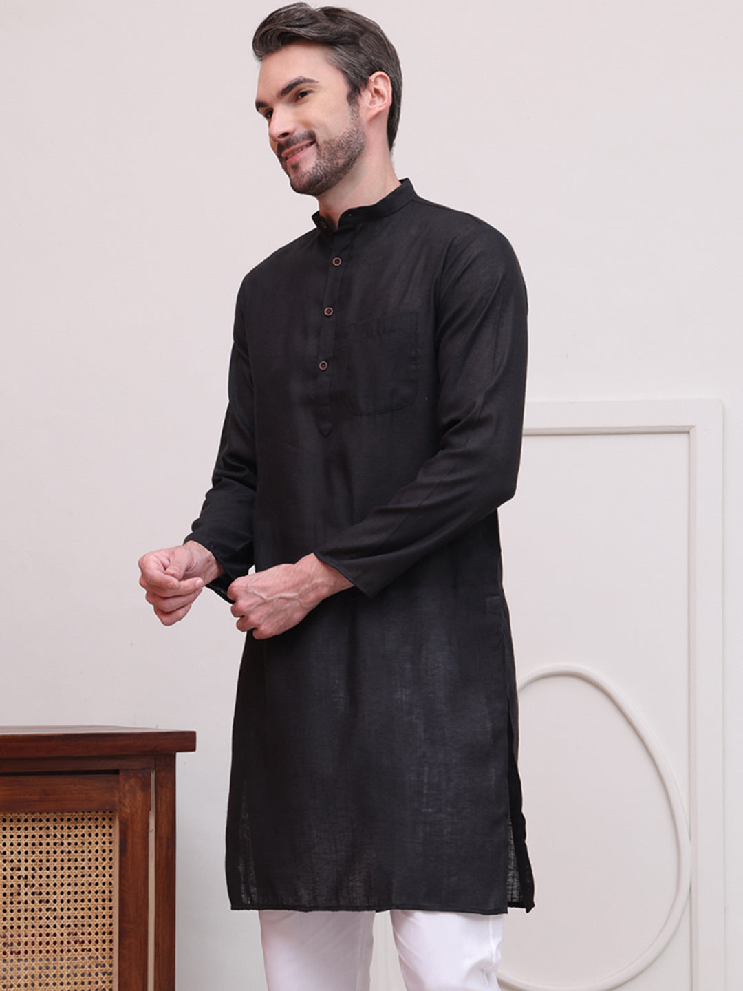 Pure Cotton Solid Kurtas ( KO 5101Black )