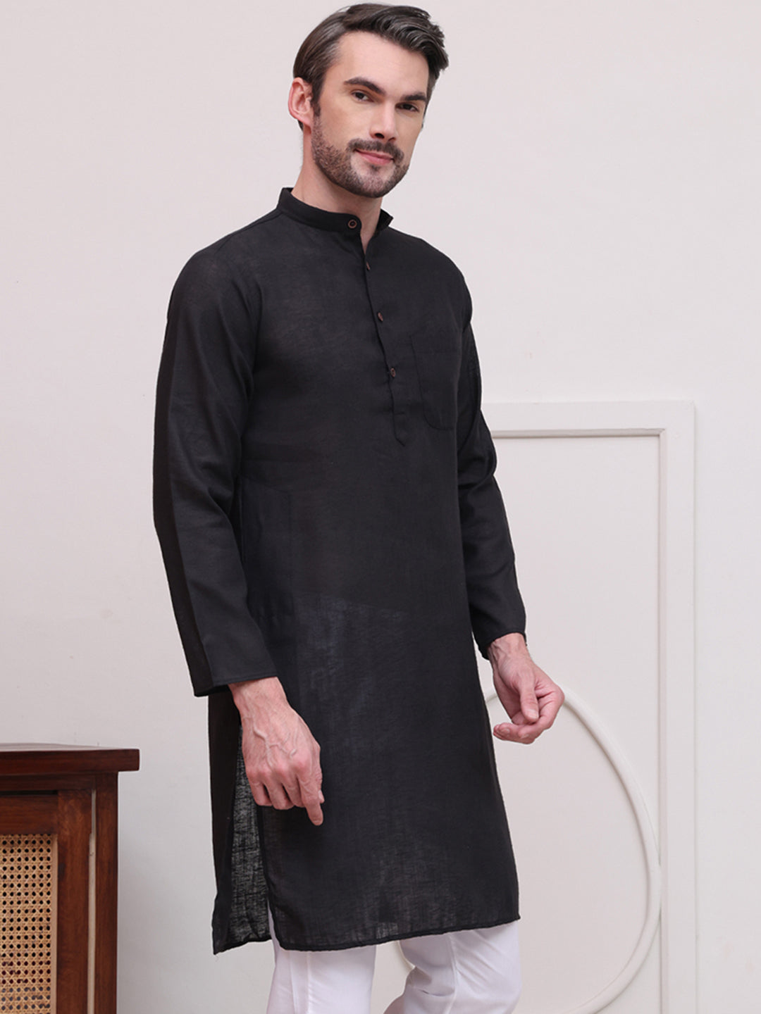 Pure Cotton Solid Kurtas ( KO 5101Black )