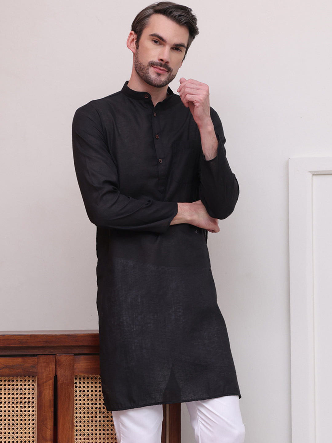 Pure Cotton Solid Kurtas ( KO 5101Black )