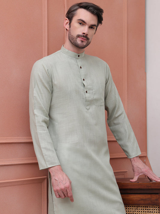 Pure Cotton Solid Kurtas ( KO 5101Pista )