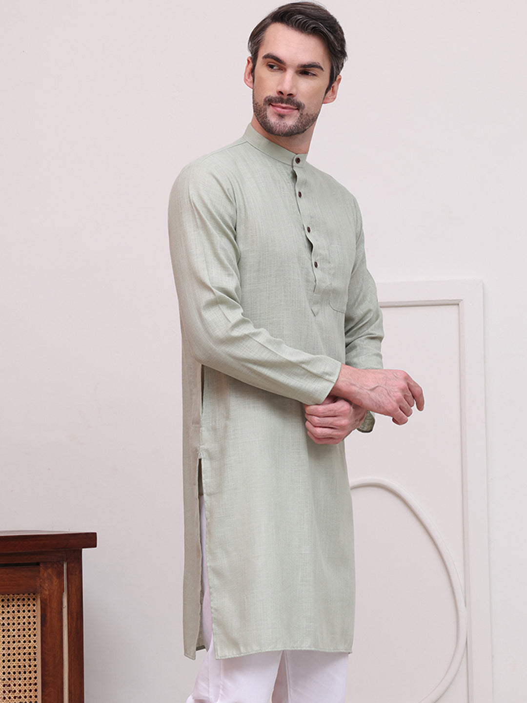 Pure Cotton Solid Kurtas ( KO 5101Pista )