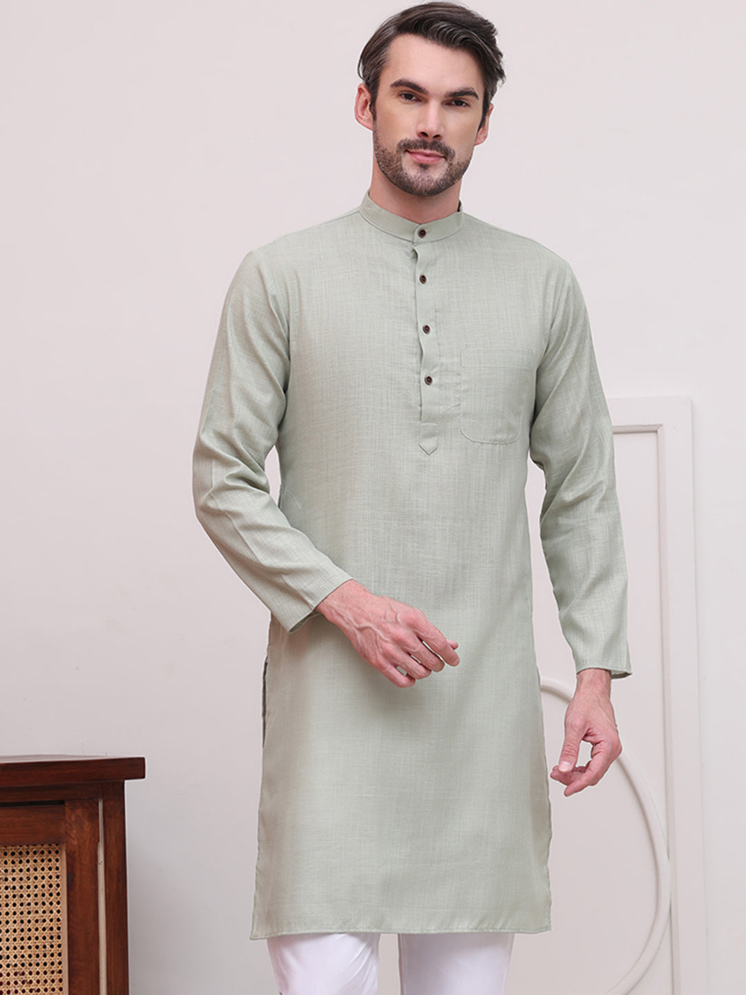 Pure Cotton Solid Kurtas ( KO 5101Pista )