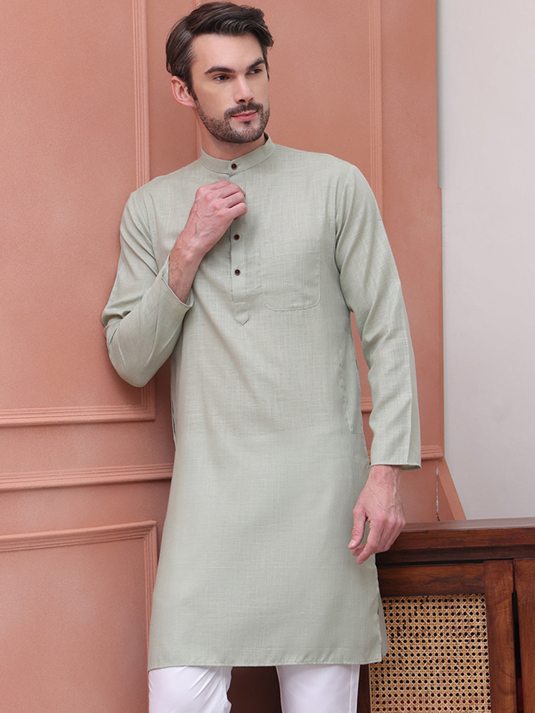 Pure Cotton Solid Kurtas ( KO 5101Pista )