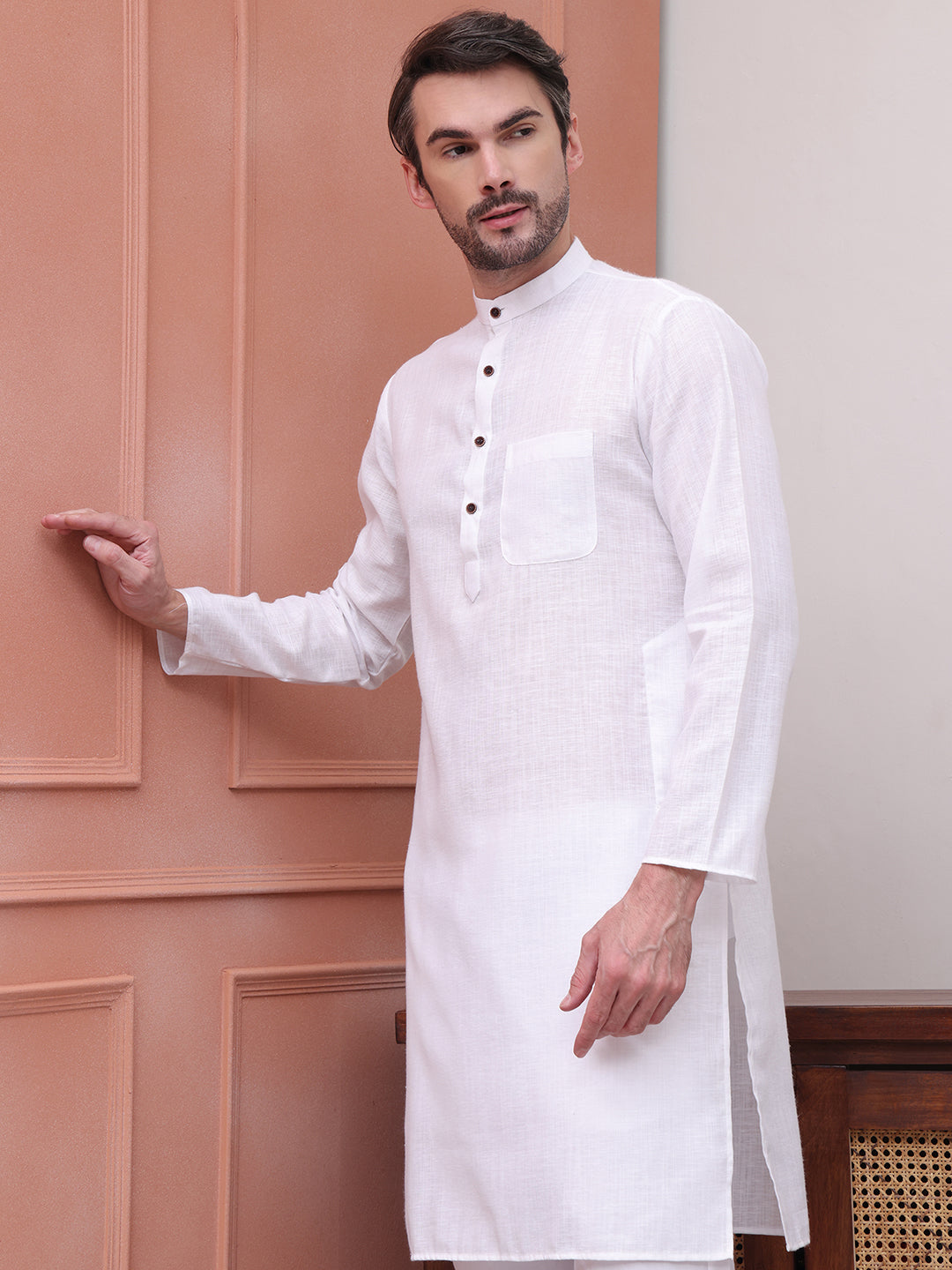 Pure Cotton Solid Kurtas ( KO 5101White )