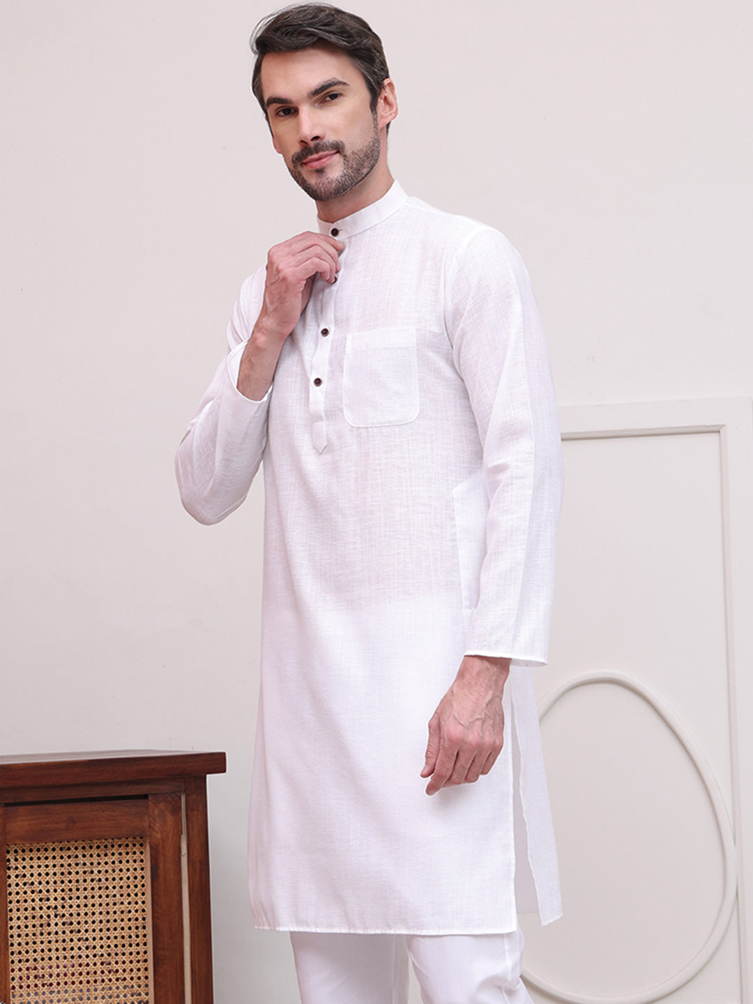 Pure Cotton Solid Kurtas ( KO 5101White )