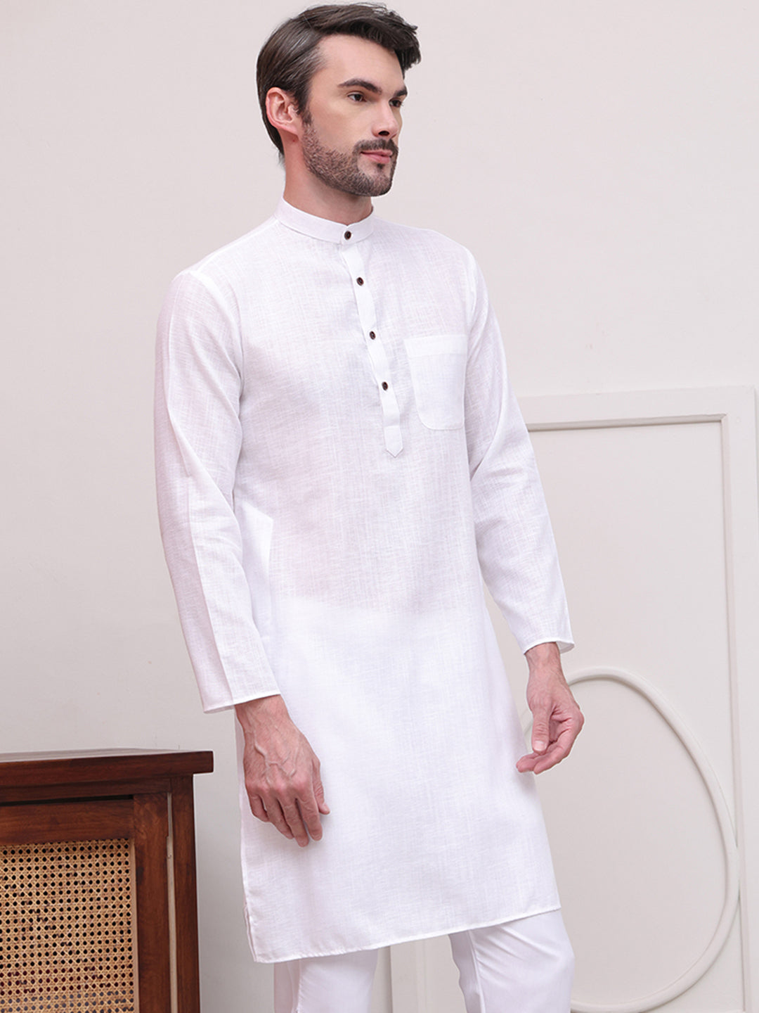 Pure Cotton Solid Kurtas ( KO 5101White )