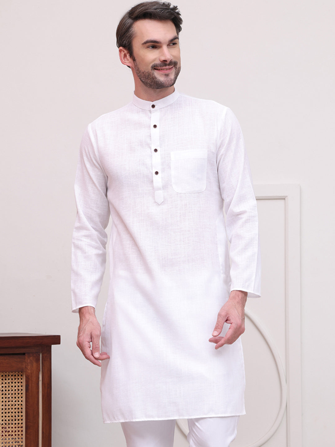 Pure Cotton Solid Kurtas ( KO 5101White )