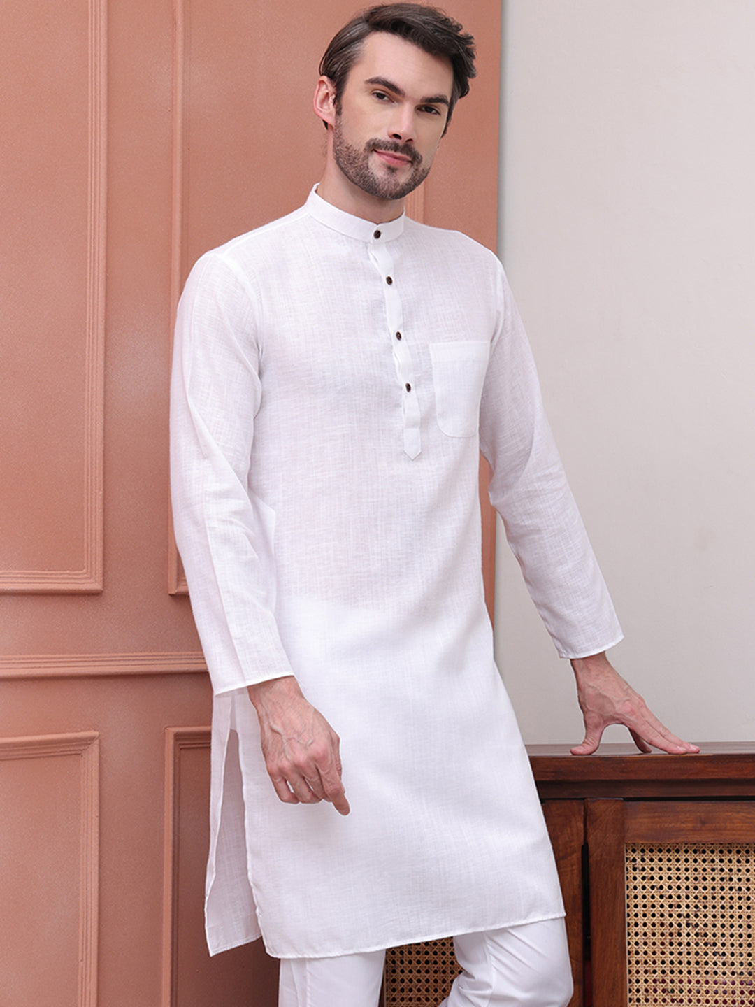 Pure Cotton Solid Kurtas ( KO 5101White )