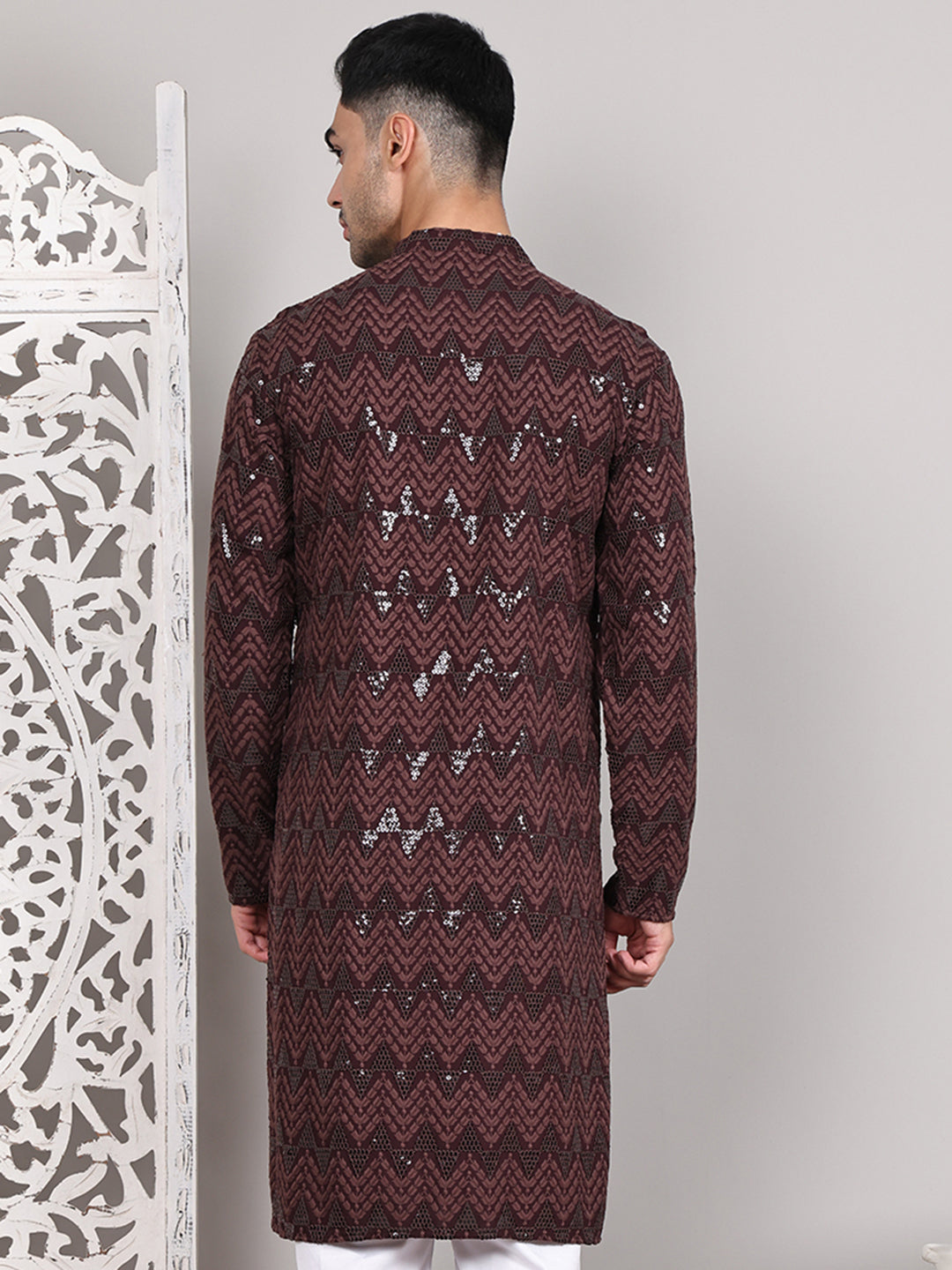 Sequin & Embroidered Kurtas ( KO 5107Coffee )