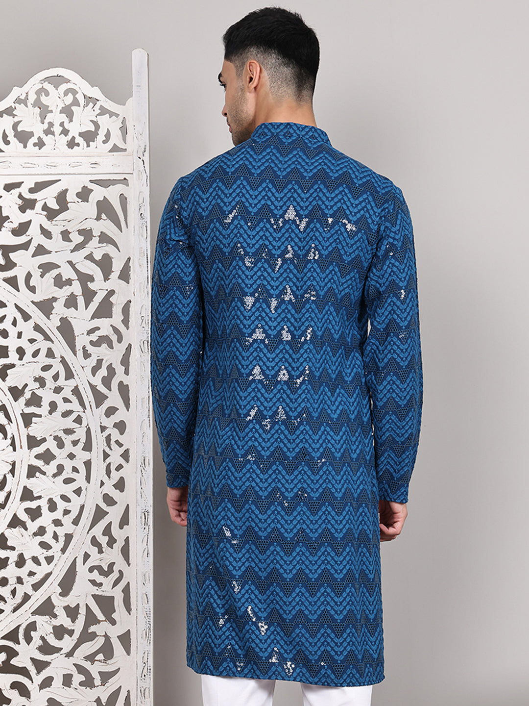 Sequin & Embroidered Kurtas ( KO 5107Peacock )