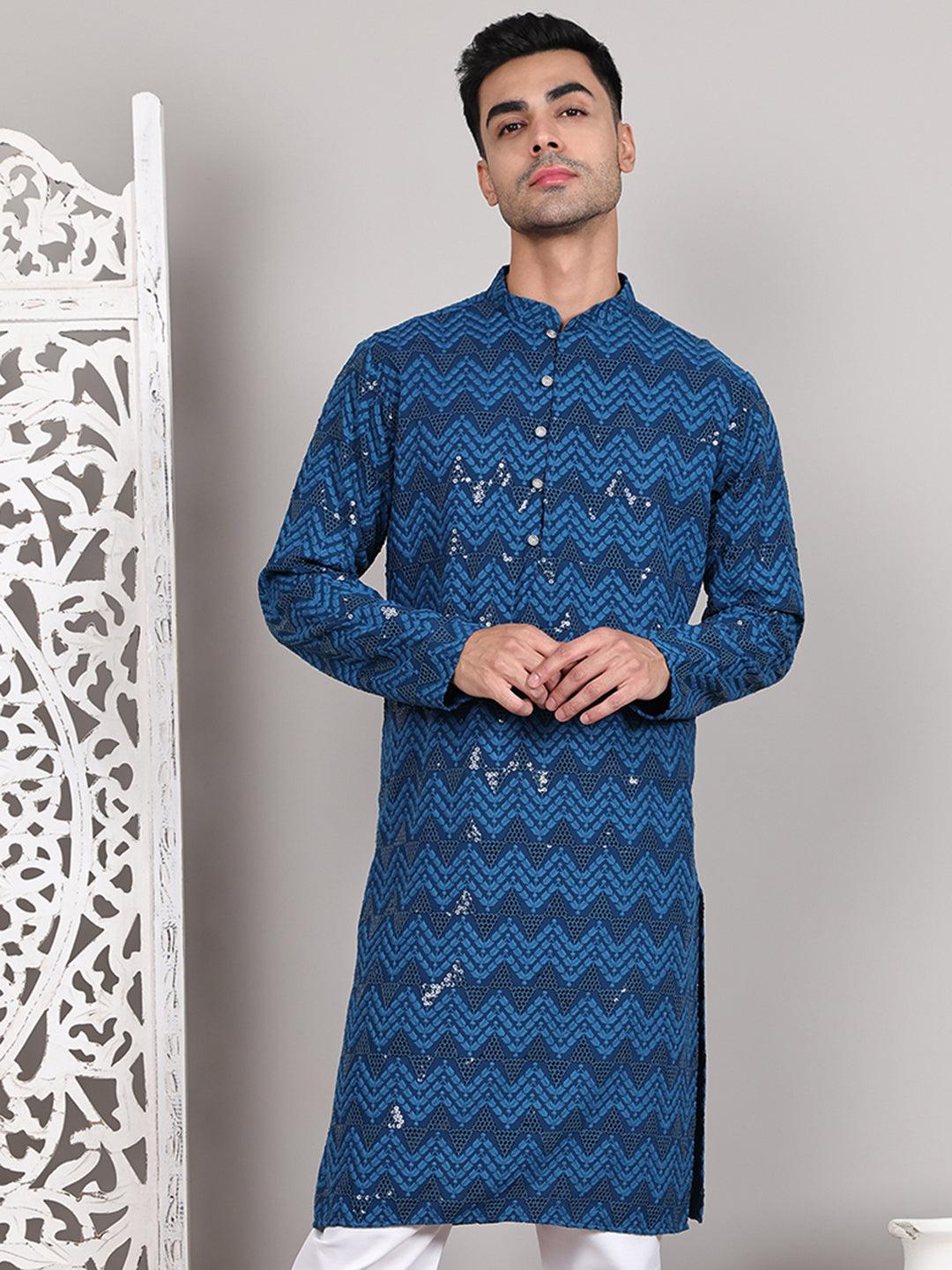 Sequin & Embroidered Kurtas ( KO 5107Peacock )