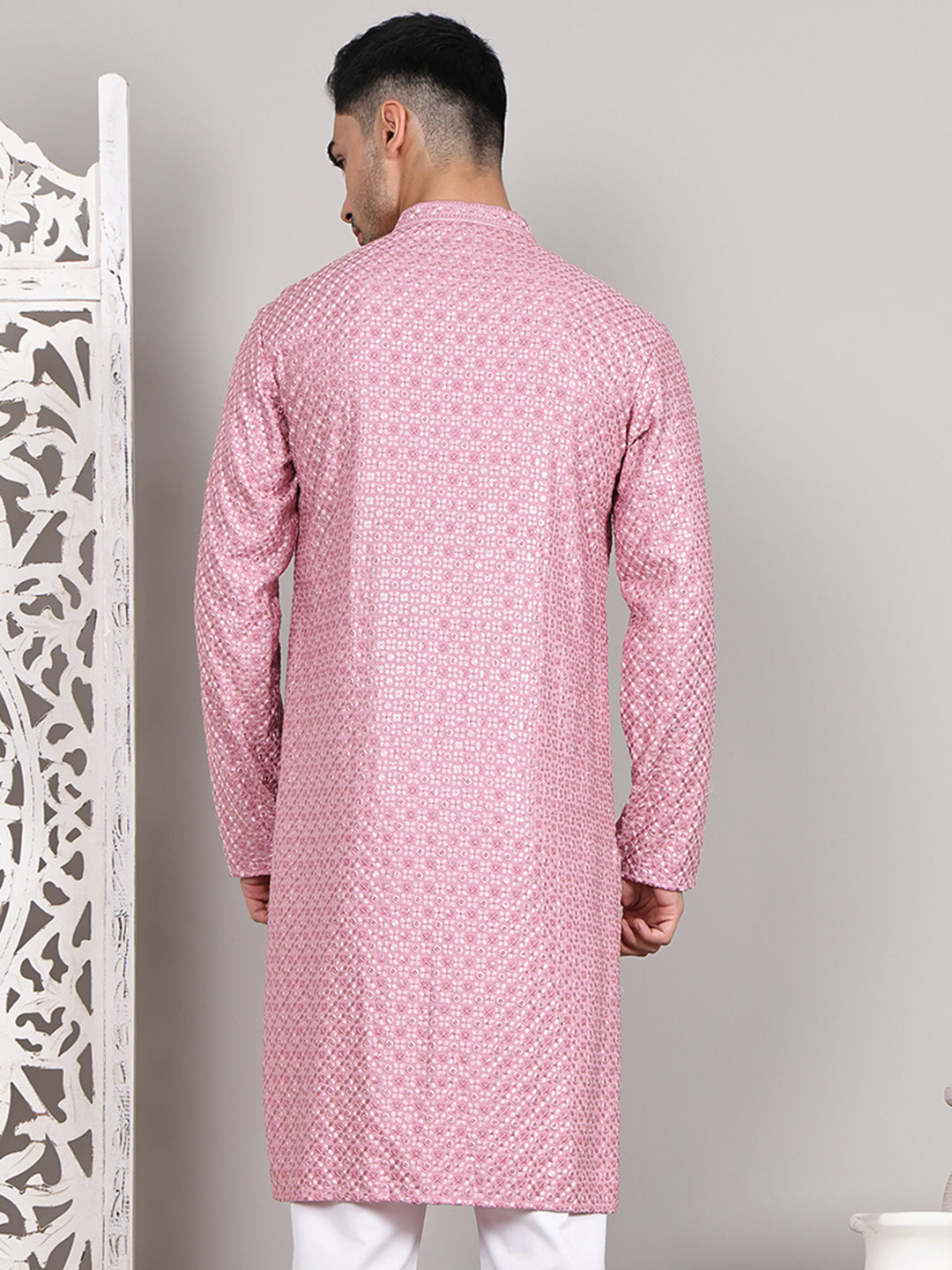 Viscose Sequins and Embroidered Kurtas for Men ( KO 5108Magenta )