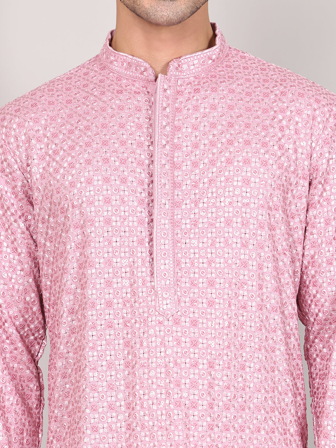 Viscose Sequins and Embroidered Kurtas for Men ( KO 5108Magenta )